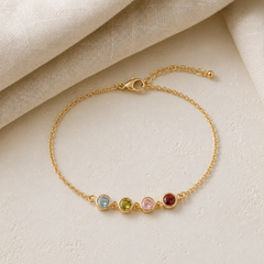 Family Birthstone Station Bracelet