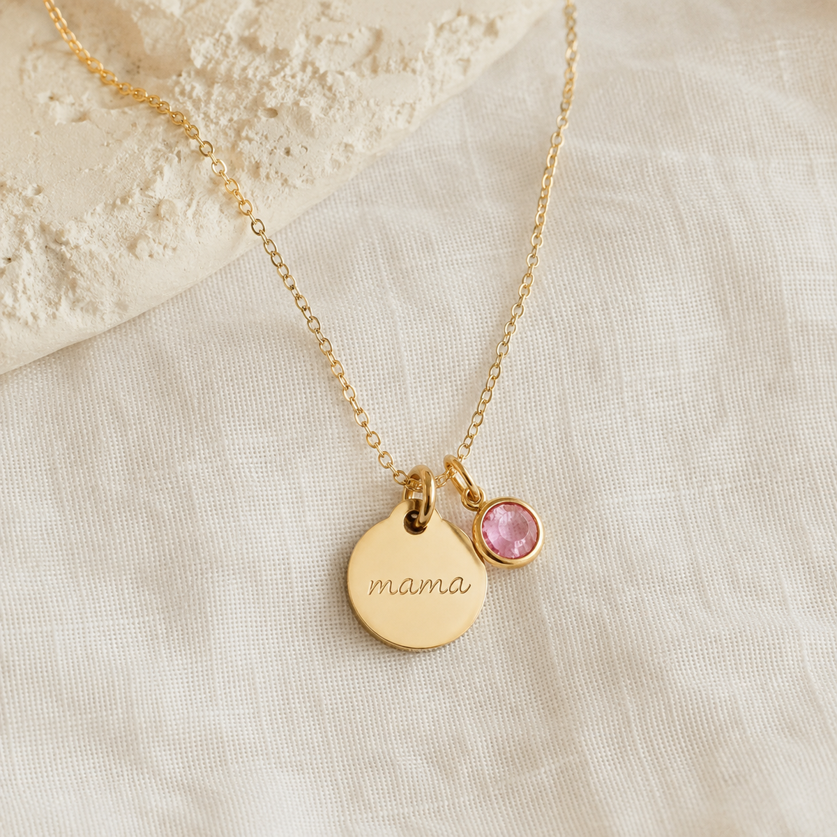 Name & Birthstone Disc Necklace
